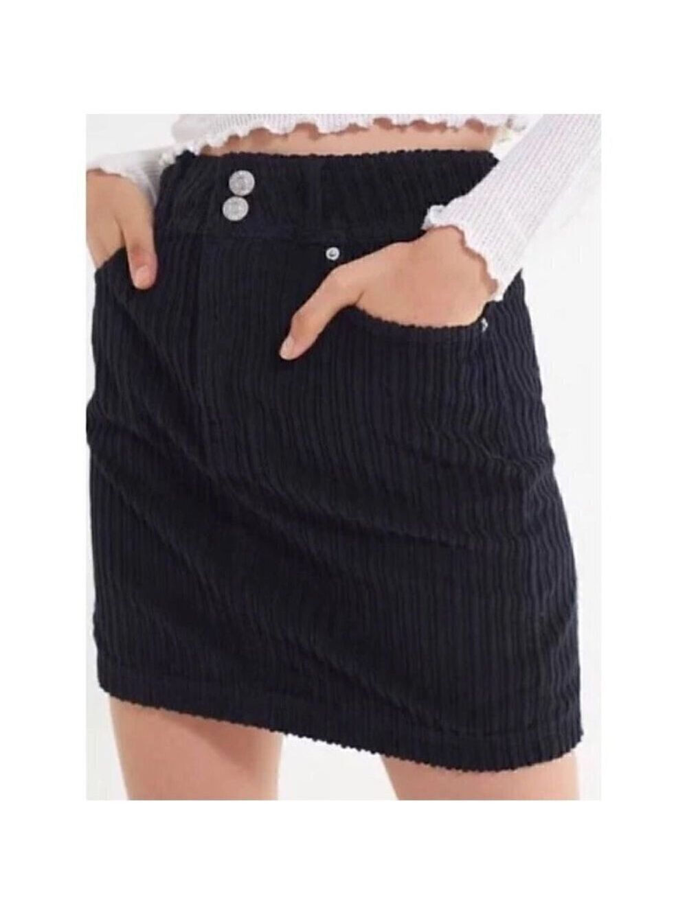 BDG Urban Outfitters New York Minute Black Ribbed Corduroy Mini Skirt Size S